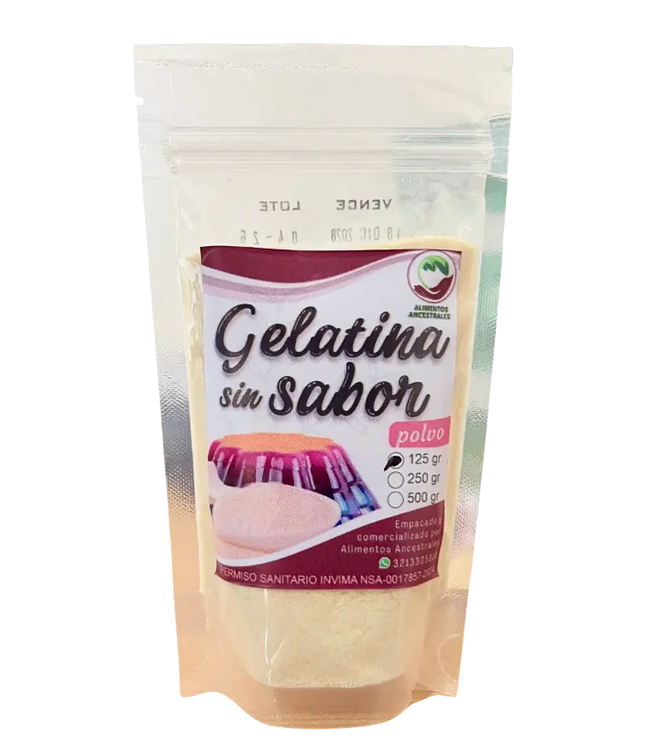 Gelatina Sin Sabor en Polvo 125 g Alimentos Ancestrales 1