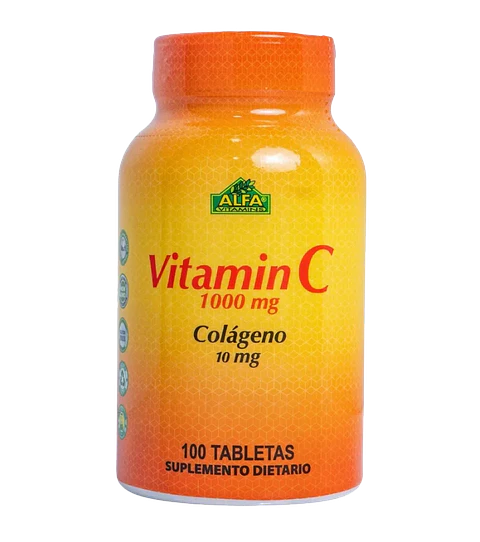 Vitamina C 1000 mg con Colágeno 100 Tabletas Alfa Vitamins