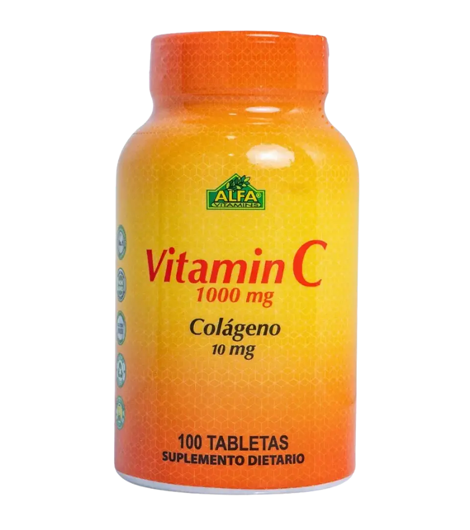 Vitamina C 1000 mg con Colágeno 100 Tabletas Alfa Vitamins 1