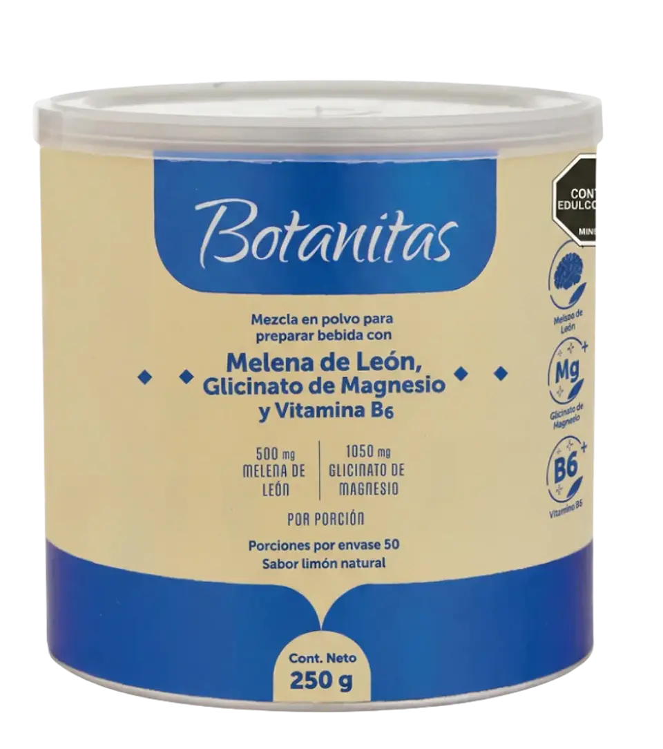Glicinato de Magnesio con Melena de León y Vitamina B6 250g Sabor Limón Botanitas  1