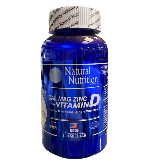 Calcio Magnesio y Zinc 60 Tabletas Natural Nutrition