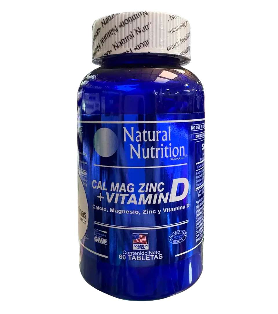 Calcio Magnesio y Zinc 60 Tabletas Natural Nutrition 1