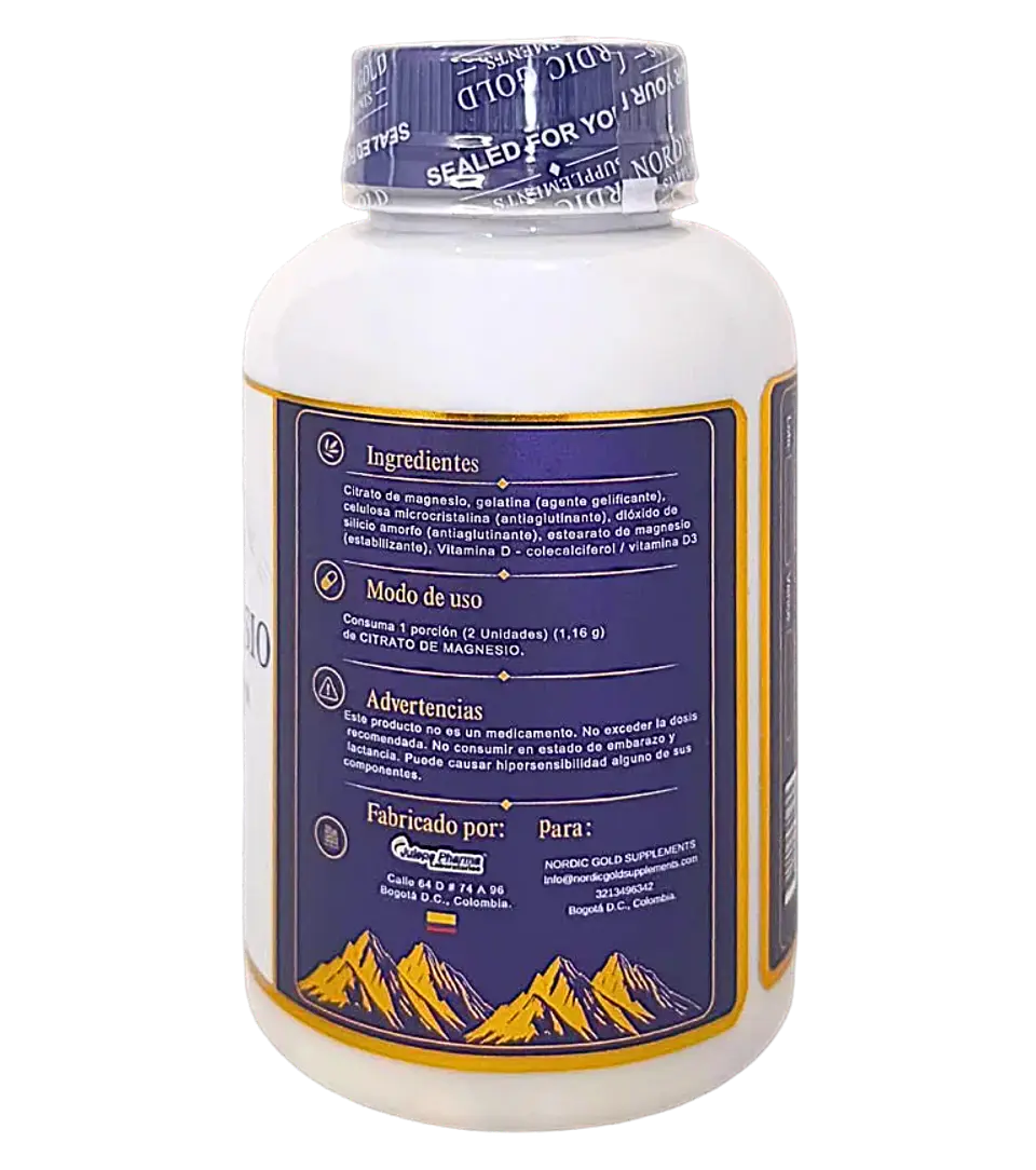 Citrato de Magnesio 60 Cápsulas Nordic Gold Supplements 3