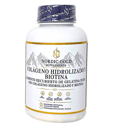 Colágeno Hidrolizado y Biotina 60 Cápsulas Nordic Gold Supplements