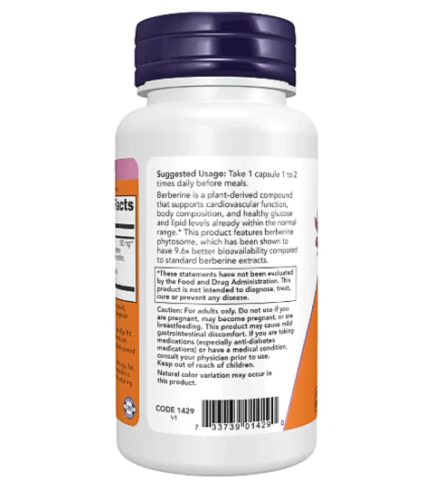 Berberina Phytosome NOW Foods 60 cápsulas 