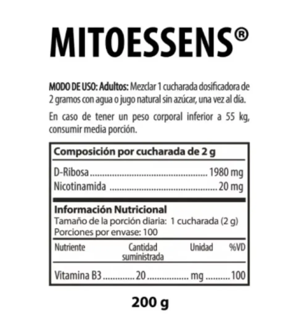 MITOESSENS Nicotinamida Nutrabiotics 200 gramos 2