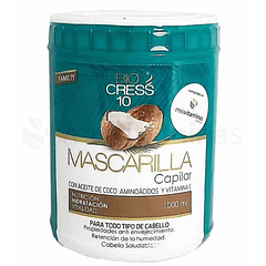 Mascarilla Capilar Aceite de Coco Aminoácidos y Vitamina E 1000ml Bio cress 10