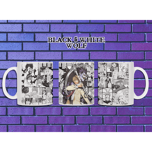 Death Note - Light Yagami Tazón BlackandWhite Wolf 