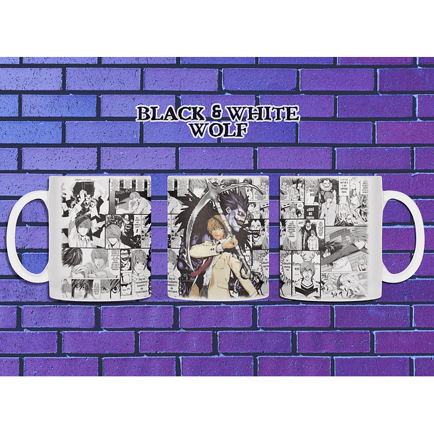 Death Note - Light Yagami Tazón BlackandWhite Wolf 