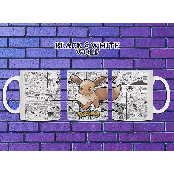 Pokemon - Eevee Tazón BlackandWhite Wolf 
