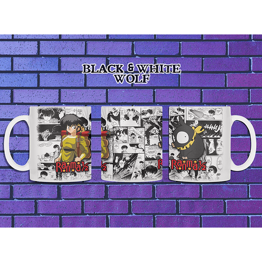 Ranma ½ - Ryoga Tazón BlackandWhite Wolf 