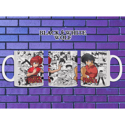 Ranma ½ - Ranma Saotome Tazón BlackandWhite Wolf 
