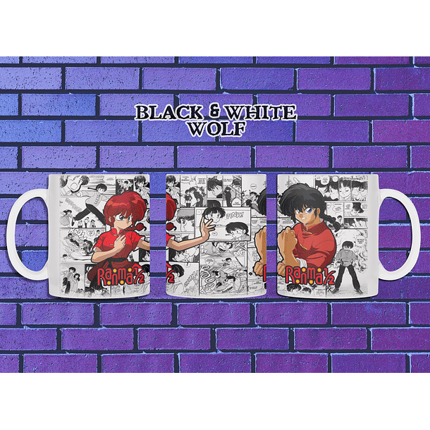 Ranma ½ - Ranma Saotome Tazón BlackandWhite Wolf 