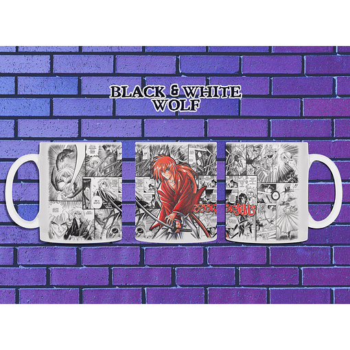 Rurouni Kenshin - Kenshin Himura Tazón BlackandWhite Wolf 