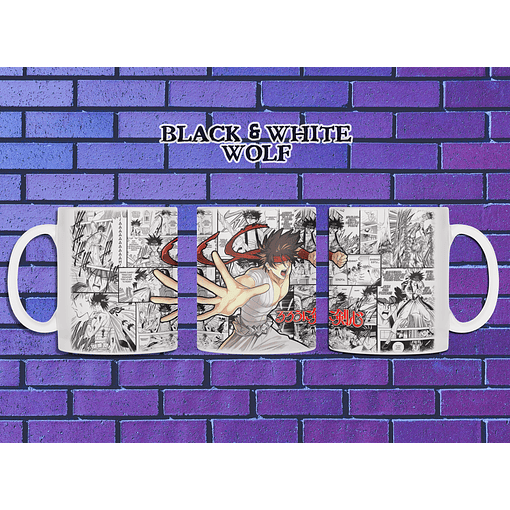 Rurouni Kenshin - Sanosuke Sagara Tazón BlackandWhite Wolf 