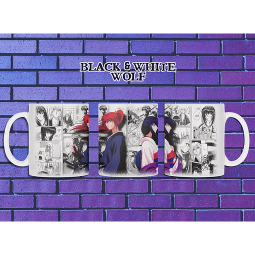 Rurouni Kenshin - Kenshin y Tomoe Tazón BlackandWhite Wolf 