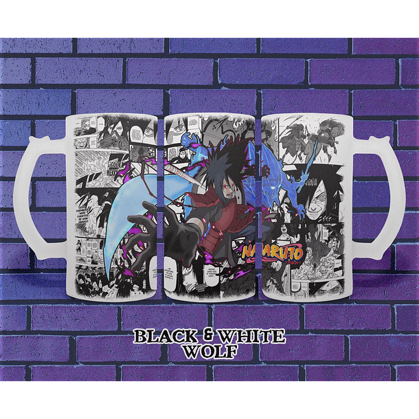 Naruto - Madara Uchiha Shopero BlackandWhite Wolf 