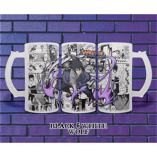 Naruto - Sasuke Uchiha Shopero BlackandWhite Wolf 