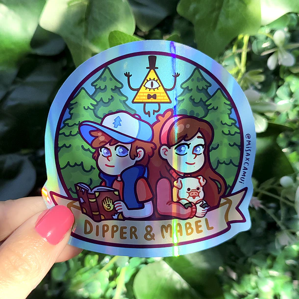 Gravity Falls - Dipper y Mabel Sticker Holográfico 3