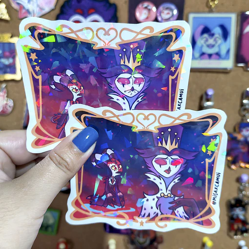 Helluva Boss - FullMoon y Mastermind Sticker Holográfico 