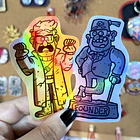 Gravity Falls - Stanley y Stanford Estatuas Sticker Holográfico  1