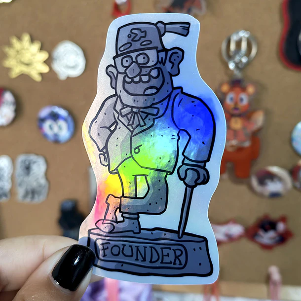 Gravity Falls - Stanley y Stanford Estatuas Sticker Holográfico  4