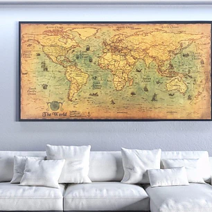 Mapa Mundi Naútico Vintage 50x100 Cm Póster 300 Gr