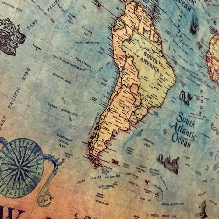 Mapa Mundi Naútico Vintage 50x100 Cm Póster 300 Gr 5