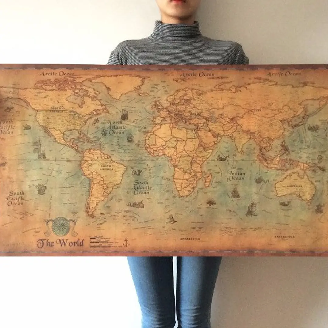 Mapa Mundi Naútico Vintage 50x100 Cm Póster 300 Gr 4