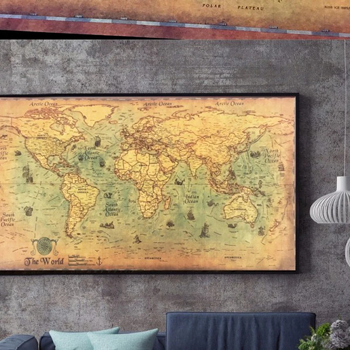 Mapa Mundi Naútico Vintage 50x100 Cm Póster 300 Gr 6