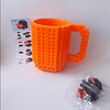 Tazón Taza Mug Tipo Lego Naranja