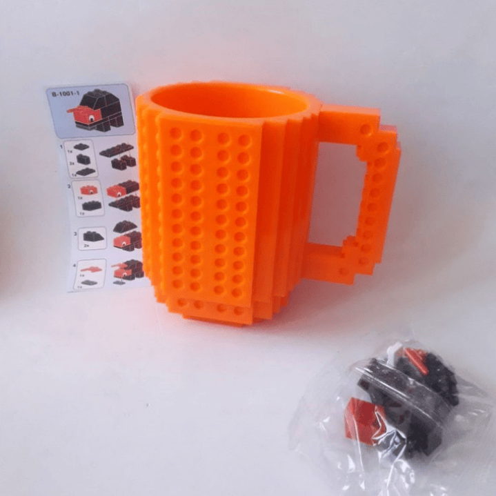 Tazón Taza Mug Tipo Lego Naranja 2