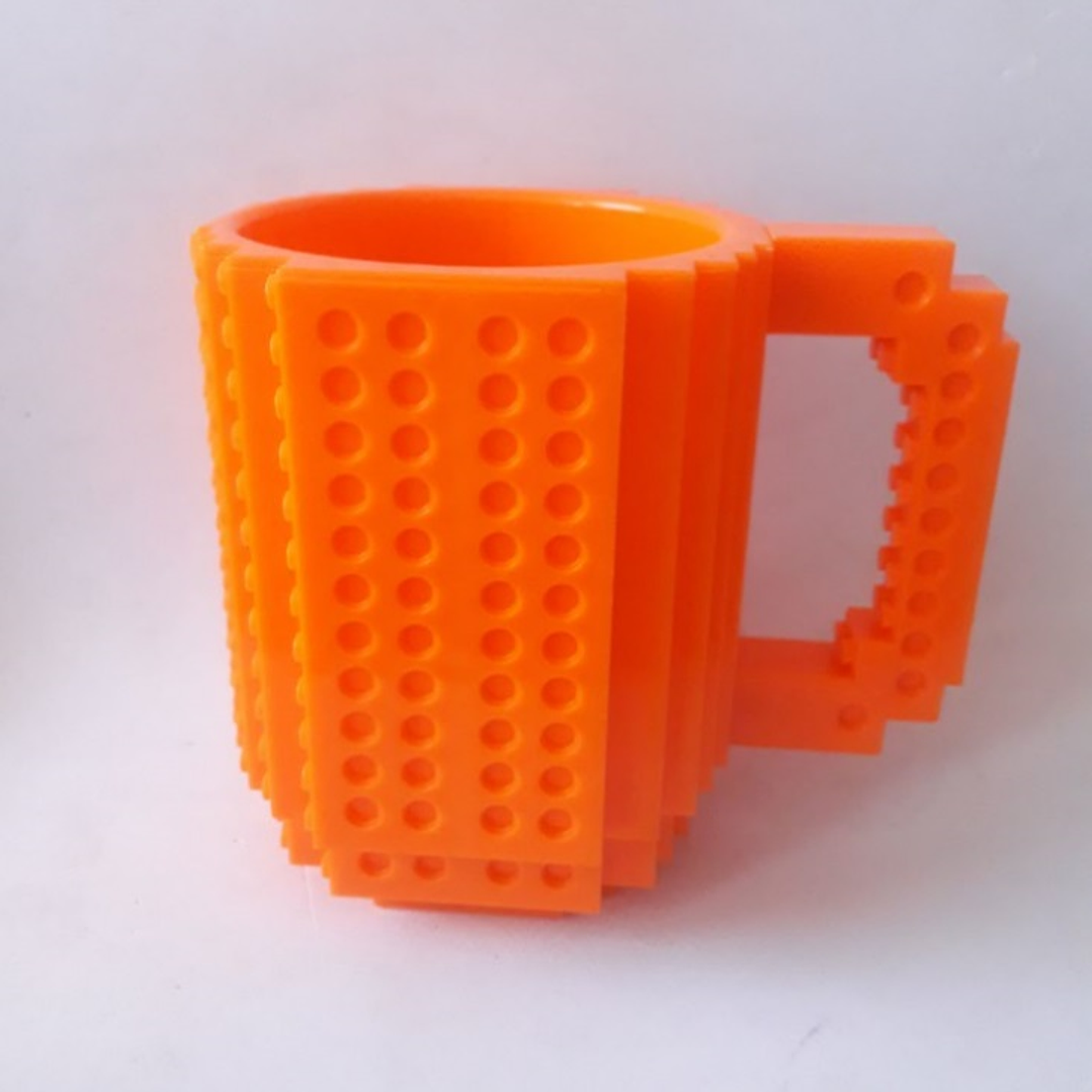 Tazón Taza Mug Tipo Lego Naranja 3