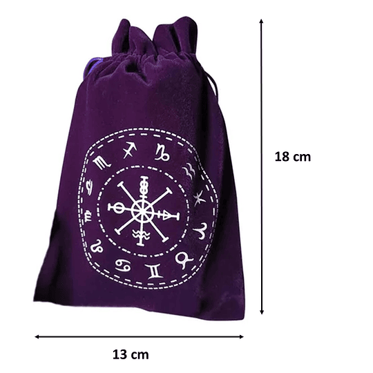 Bolsa de Tarot Diseño Signos del Zodiaco Morado 13 x 18 cm