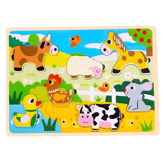 Puzzle Infantil Granja - Estimulación Temprana Madera Didáctico