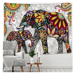 Tapiz Lienzo Colgante Elefantes Mandala 100x150cms.