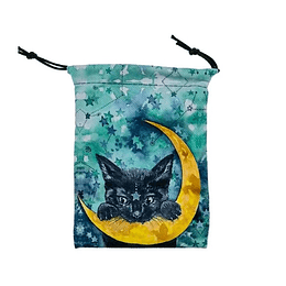 Bolsa de Tarot Diseño Gatito en la luna 13 x 18 cm