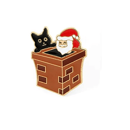 Pin Broche Viejo Pascuero Gatito Chimenea