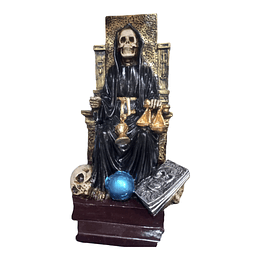 Santa Muerte sentada en Trono Negra 34 cm