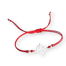 Pulsera Nudo de Bruja plateada hilo Rojo