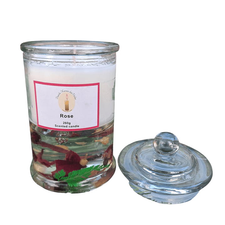 Velón Aromatico En Vidrio Cera De Soya Y Gel 260 Grs - Aroma ROSA 2