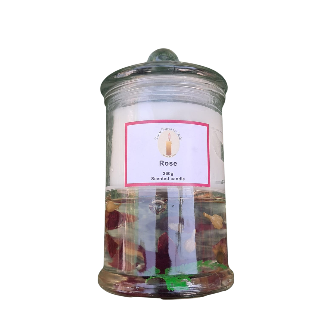 Velón Aromatico En Vidrio Cera De Soya Y Gel 260 Grs - Aroma ROSA 1