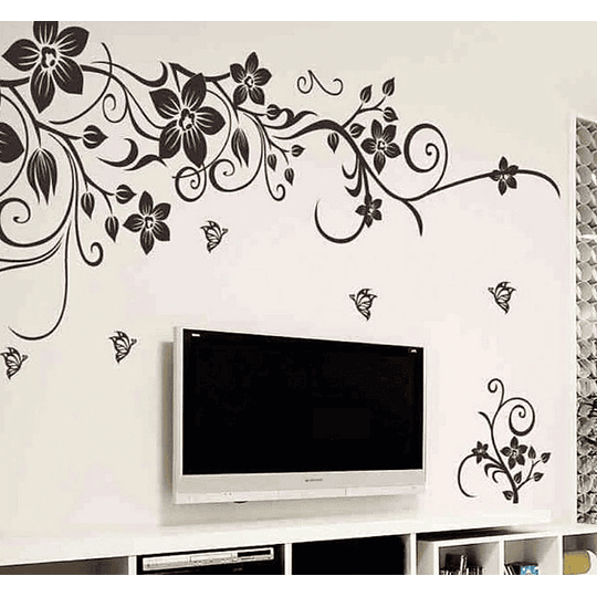 Vinilo decorativo adhesivo para pared - Diseño Enredadera con flores