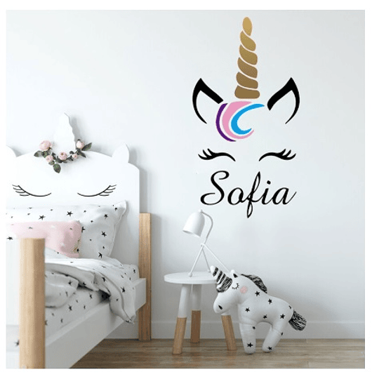 Vinilo decorativo adhesivo para pared - Diseño Unicornio Sofía o Agustina