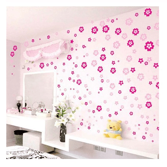 Vinilo decorativo adhesivo para pared - Diseño Flores rosadas
