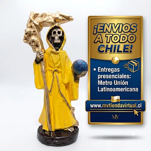Figura pequeña de la Santa Muerte 12 cm color amarilla