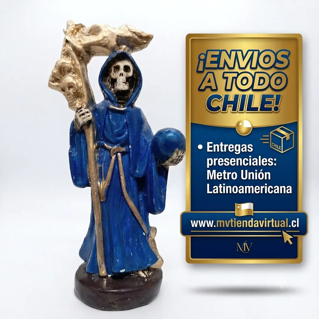 Figura de la Santa Muerte color azul 12 cm 1