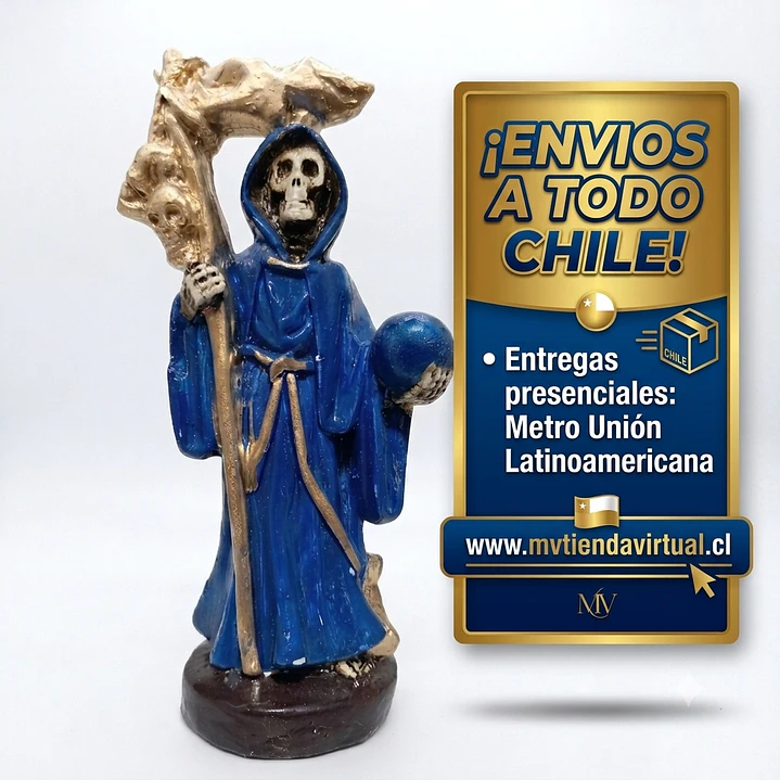 Figura de la Santa Muerte color azul 12 cm 1