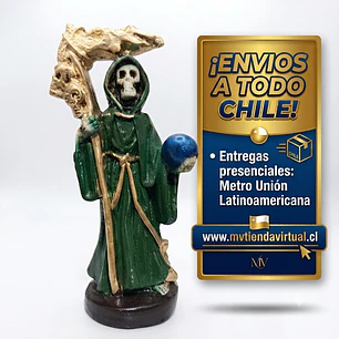 Figura de la Santa Muerte color verde 12 cm