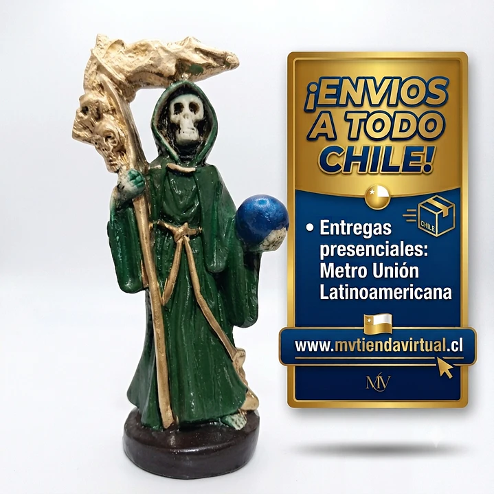 Figura de la Santa Muerte color verde 12 cm 1